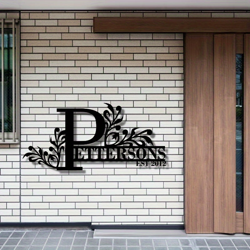 Personalized Metal Family Name Sign Custom Last Name and Date Outdoor Door Hanger