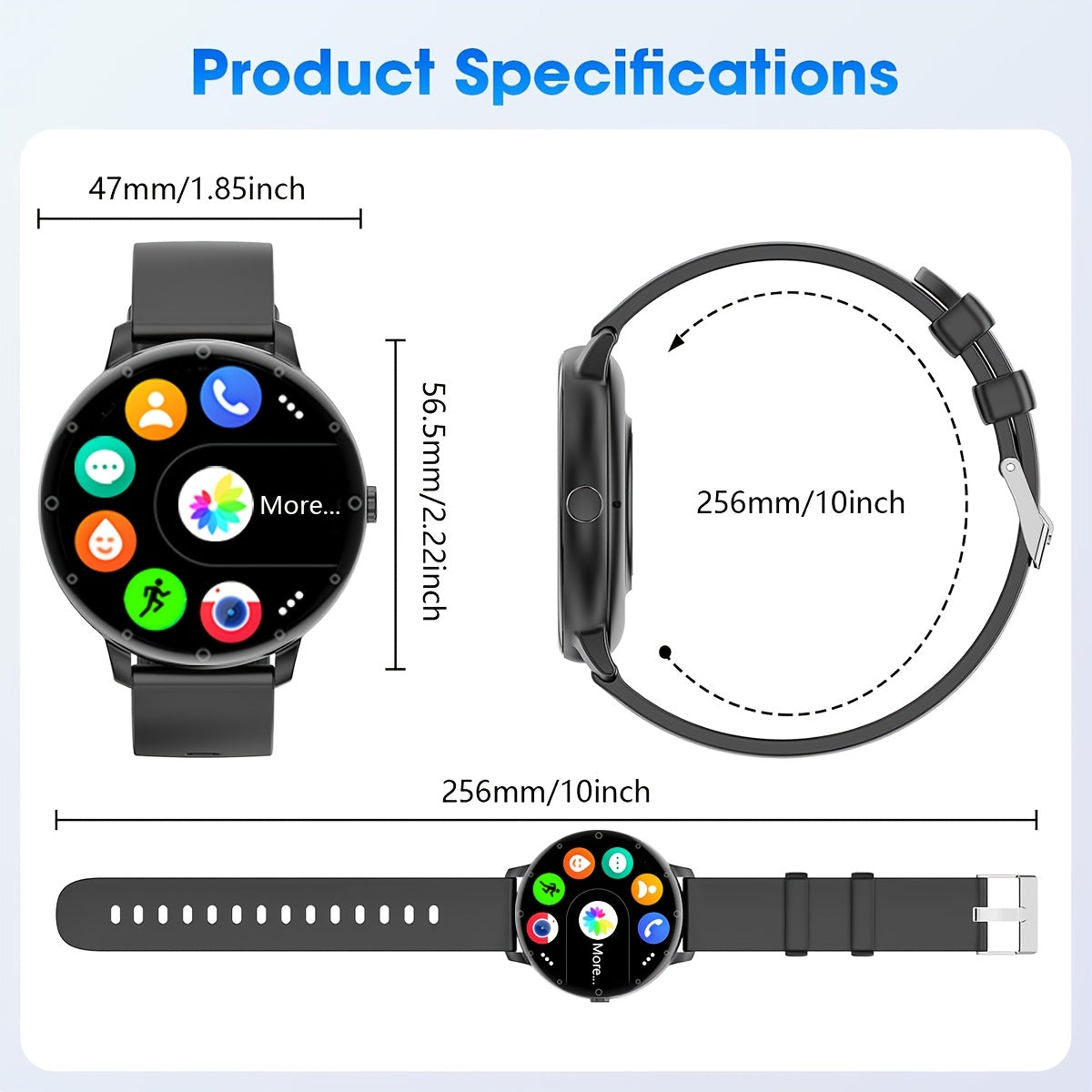 Full Touch Smart Watch with Sleep Tracker Pedometer Music Control and Sport Modes for Android and iOS