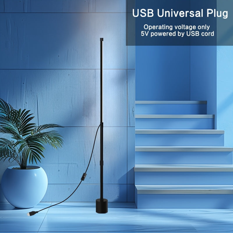 Adjustable Nordic Style LED Corner Floor Lamp with USB Power Black for Living Room Bedroom Gaming Room