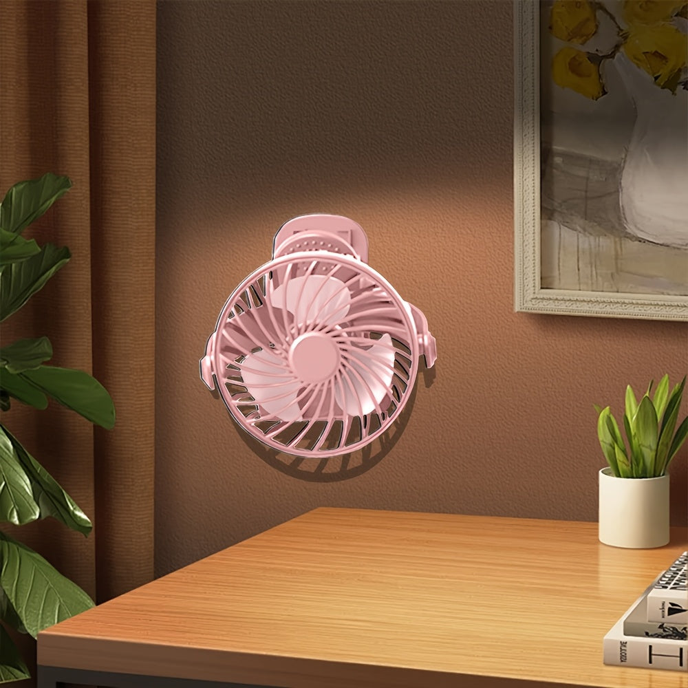 Portable USB Desk Fan Rechargeable High-Speed Airflow Modern Plastic Compact