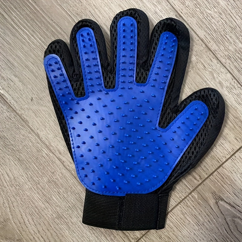 Pet Grooming Gloves for Dogs and Cats Silicone Deshedding Brush Five Finger Blue