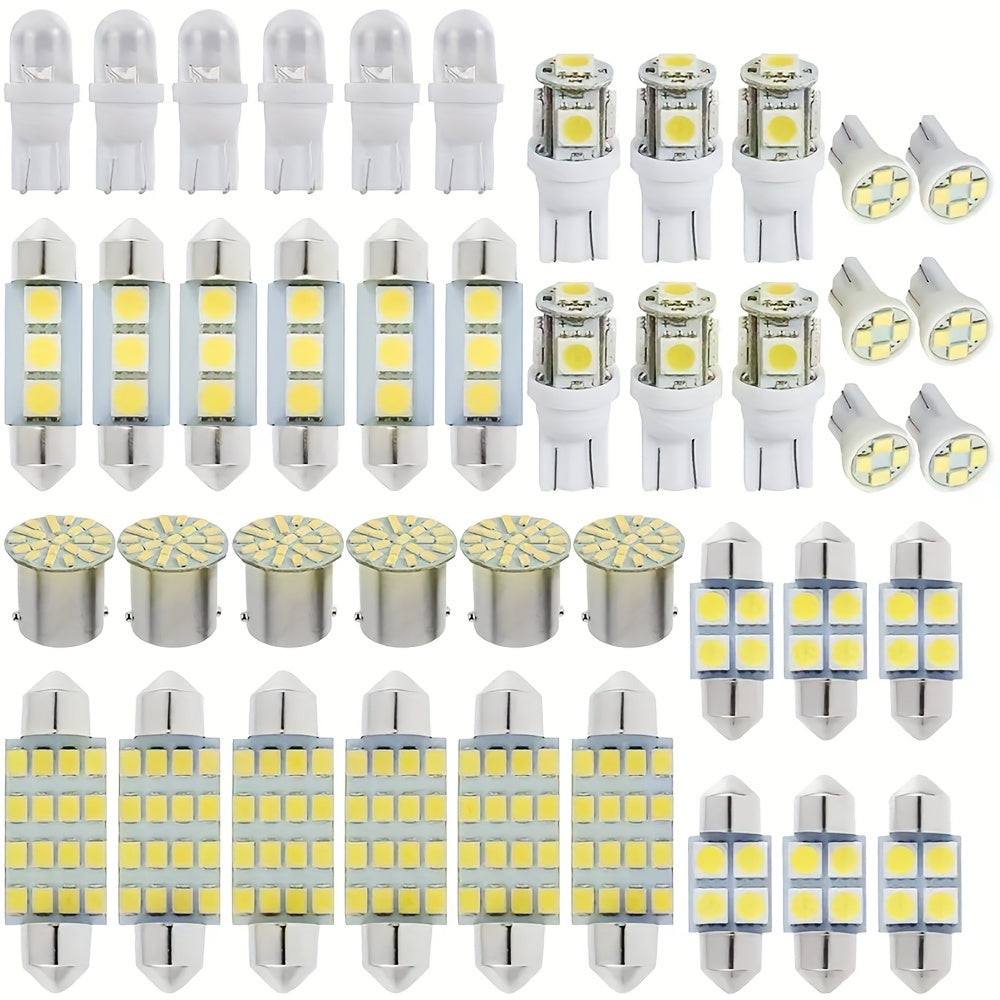 42pcs Car Interior LED Map Lights White Dome and License Plate Lights 6000K