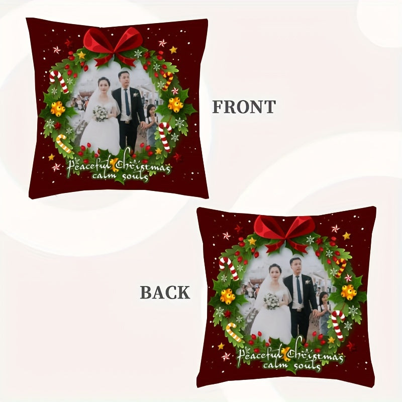 Personalized Photo Pillowcase Soft Short Plush Polyester Holiday Gift for Pets Family