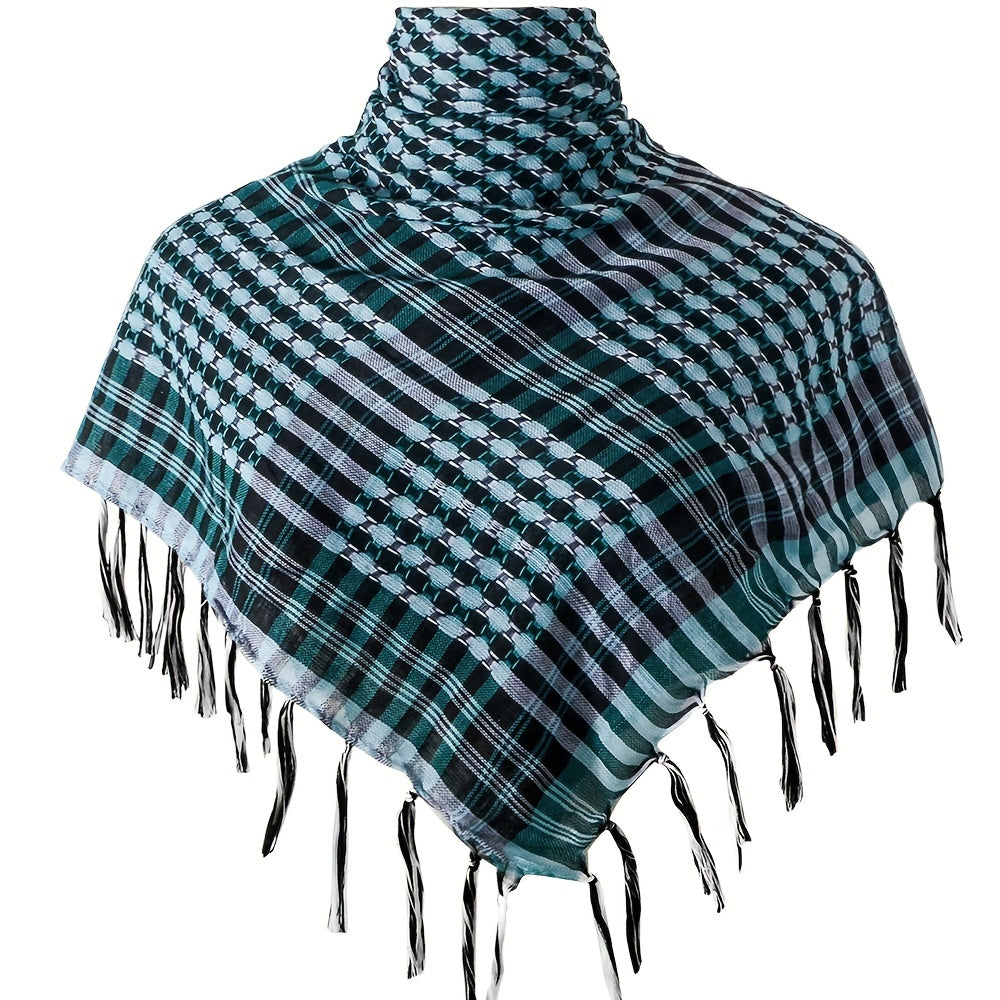 100% Polyester To'qilgan Bo'yin Salliq, Vintage Uslubidagi Taktik Cho'l Arab Bandana Dizayni, Ramazon uchun Mukammal An'anaviy Musulmon Shali. Xususiyatlari: Tekis Bosh Salliq va Kvadrat Hijob.