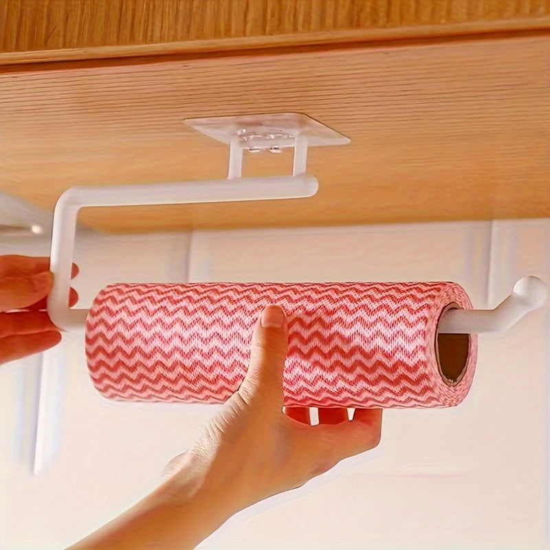 Wall-Mounted or Freestanding Plastic Kitchen Paper Towel Holder Self-Adhesive No Drilling