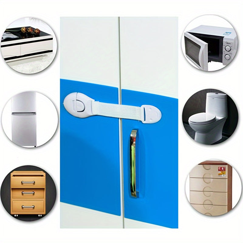 Set of 12 Adhesive Drawer and Cabinet Latches No Screws or Magnets Secure Furniture Kitchen Cabinets Ovens Toilet Seats