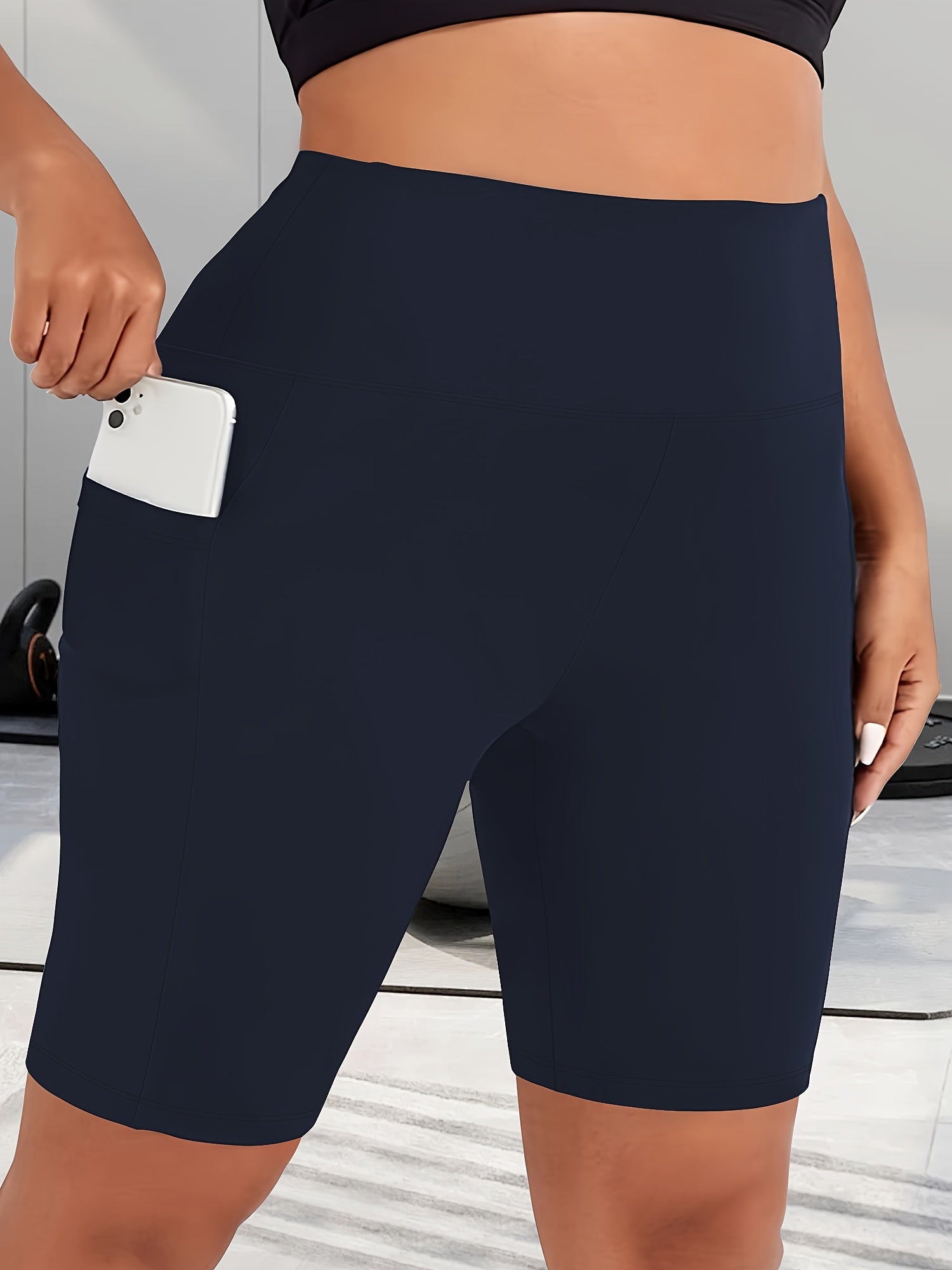 Pantalones cortos moldeadores de cintura alta para mujer, negros, control de abdomen, a mitad del muslo