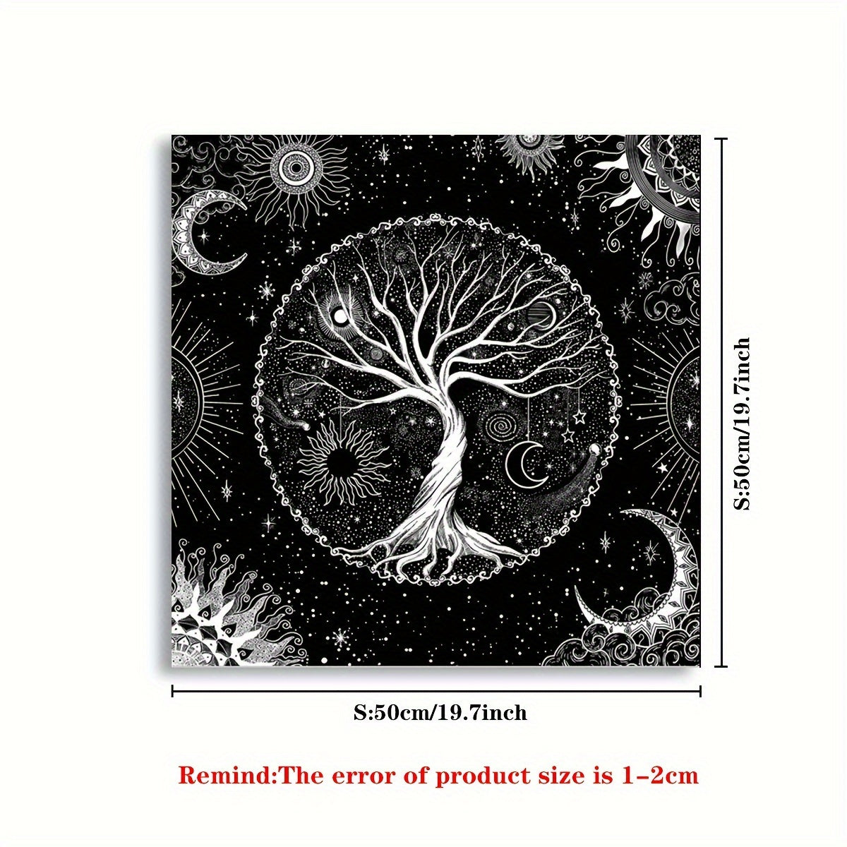 Tarot Tablecloth with Life Tree and Moon Phase Designs for Readings and Decor