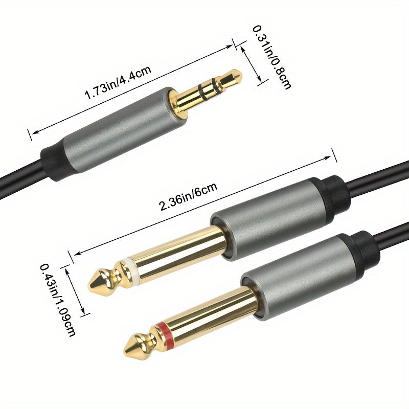 3.5mm to 6.35mm Audio Cable Male to Male High-Fidelity Sound for PC Phone Guitar Microphone Amplifier