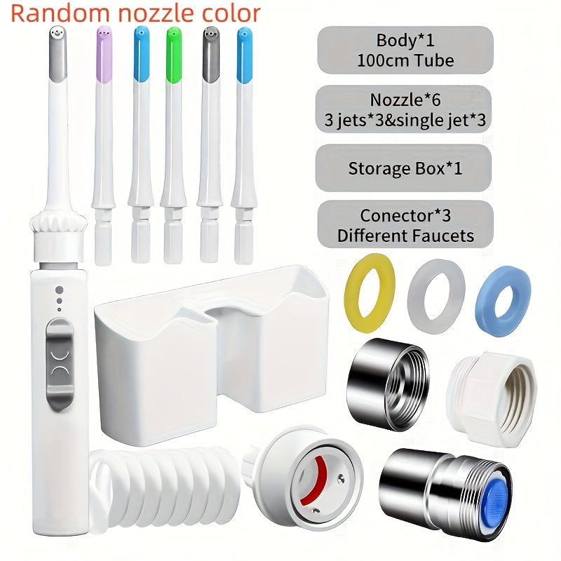Irrigador bucal de agua para grifo, máquina de limpieza dental, irrigador oral, boquilla aleatoria