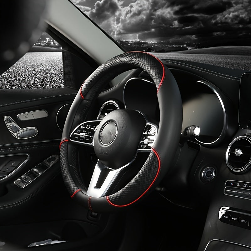 PVC Steering Wheel Cover Black and Red Fit Most Vehicles