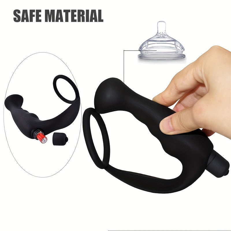 Men Vibrating Prostate Massager with 10 Speeds and Delay Ring