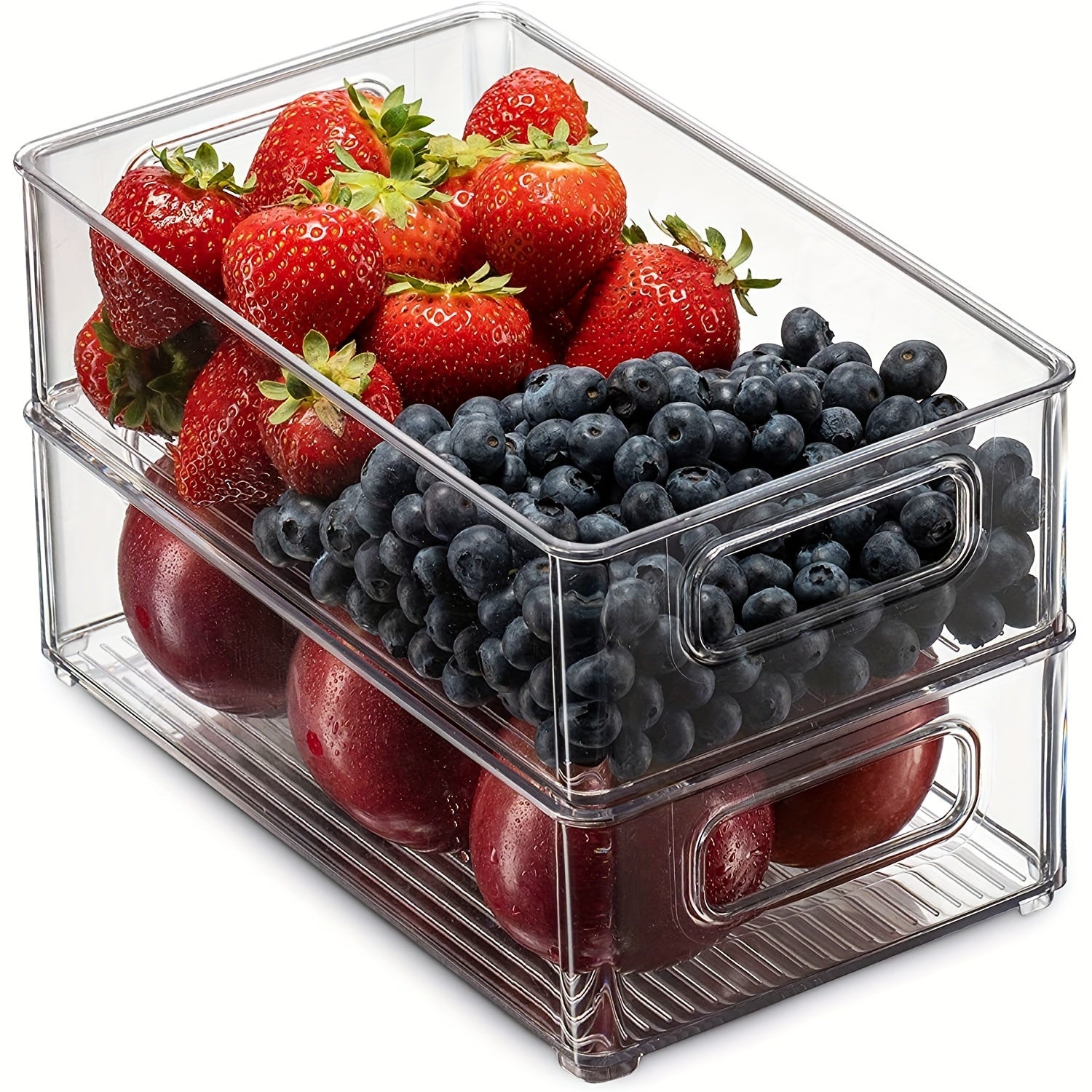 6-Piece Transparent Refrigerator Organizer Bins for Food Storage in Fridge Freezer Pantry and Kitchen Cabinets