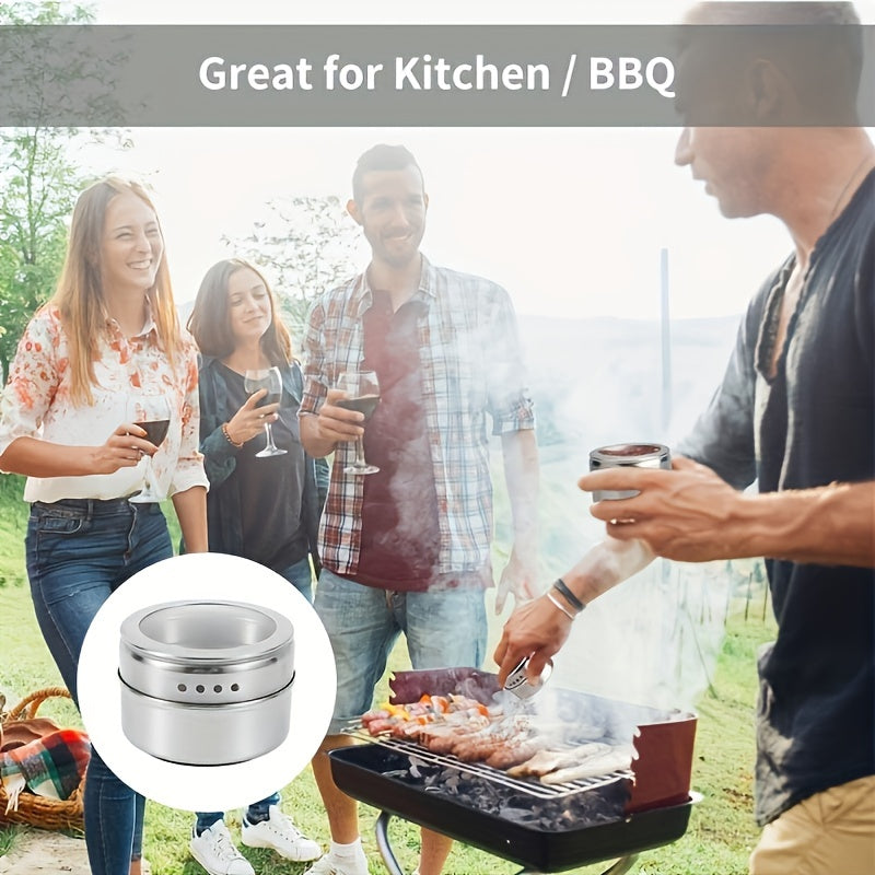 Set of 12 Magnetic Spice Containers with Salt and Pepper Shakers Kitchen Organizer