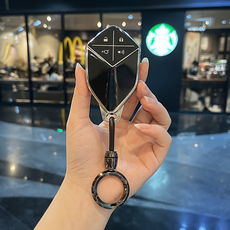 Universal TPU avtomobil kaliti qopqog'i uzoq masofali kalit uchun, olmos bilan bezatilgan kalit zanjiri bilan