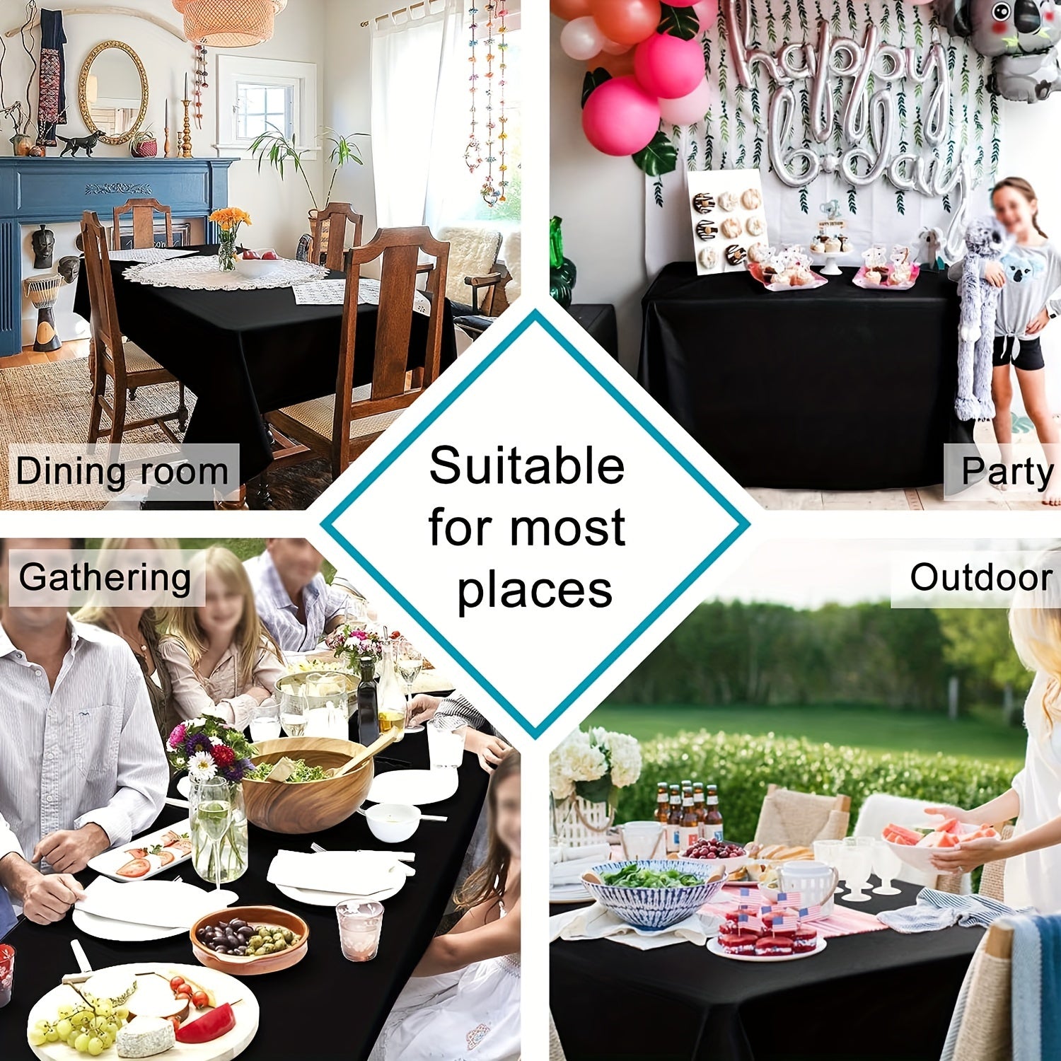 Rectangular Waterproof Plastic Tablecloth 137x274cm for Weddings Parties