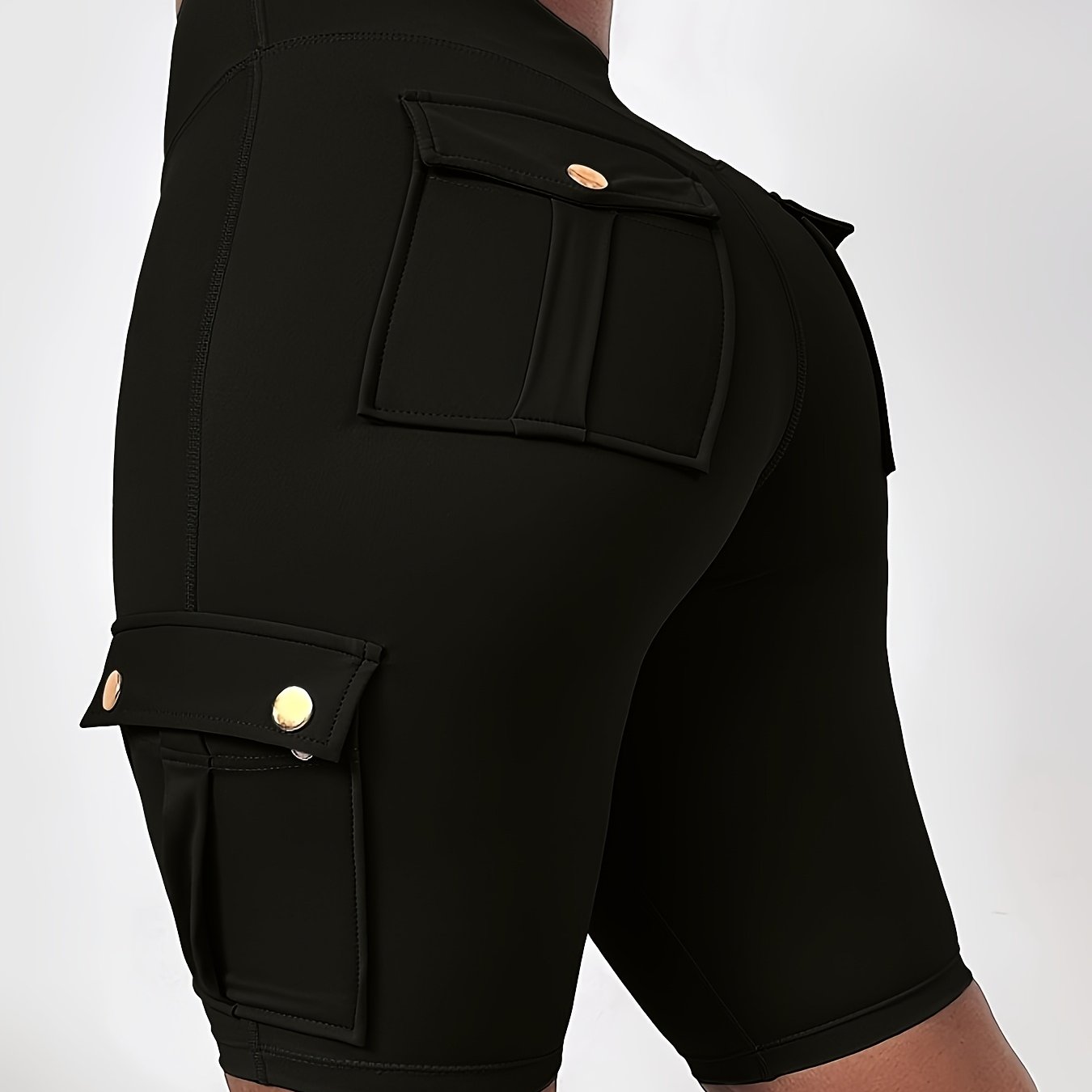 Шорты женские с высокой посадкой и карманами plus size, эластичный пояс, темно-синий