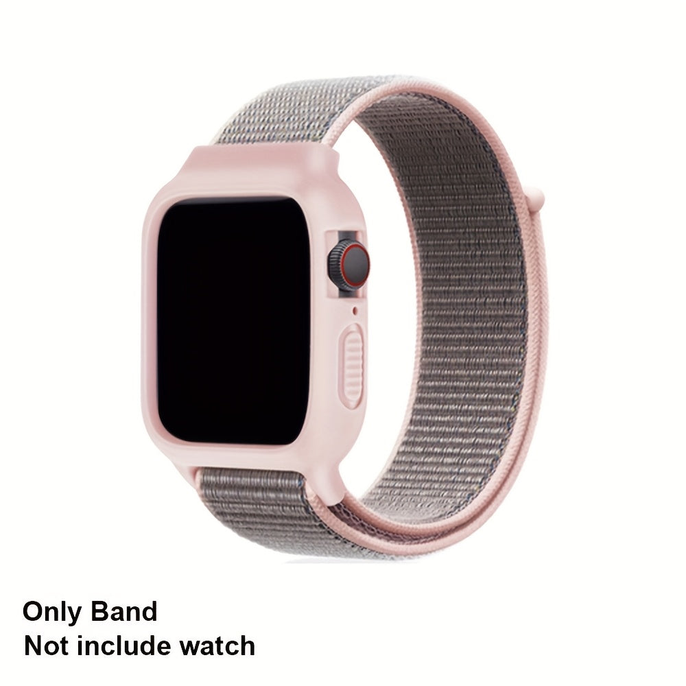 Ремешки из нейлона с TPU-кейсом для Apple Watch 38мм 40мм 41мм 42мм 44мм 45мм дышащий ремешок
