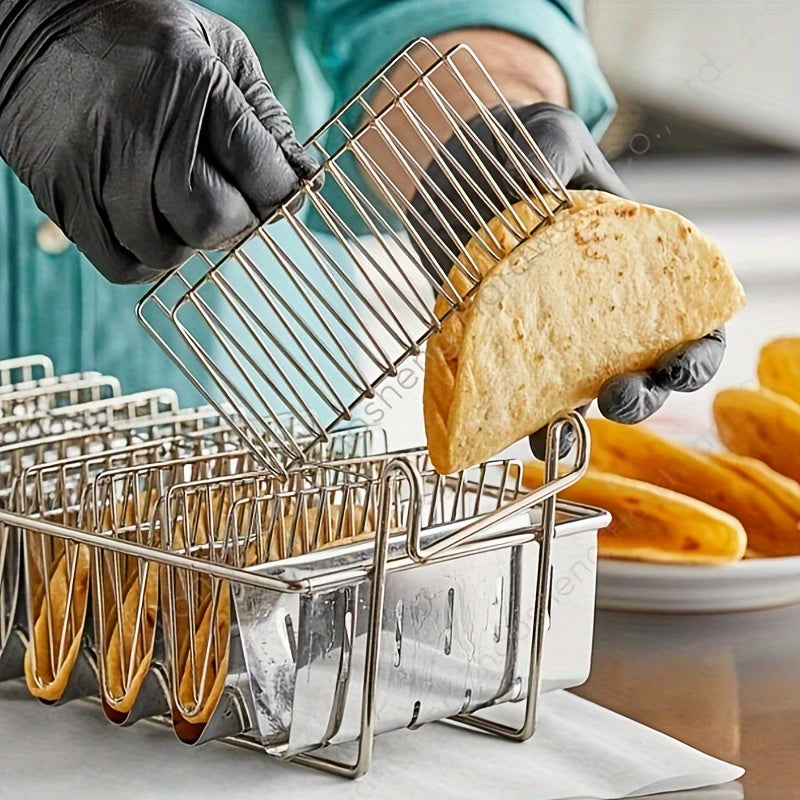 8-Slot Stainless Steel Fryer Basket for Tacos and Tortillas