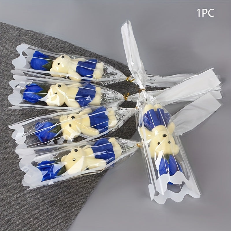 Sun'iy gul kompozitsiyasi, Valentin kuni sovg‘asi, ayiq bilan gulchambar, to‘y yoki uy bezatish uchun