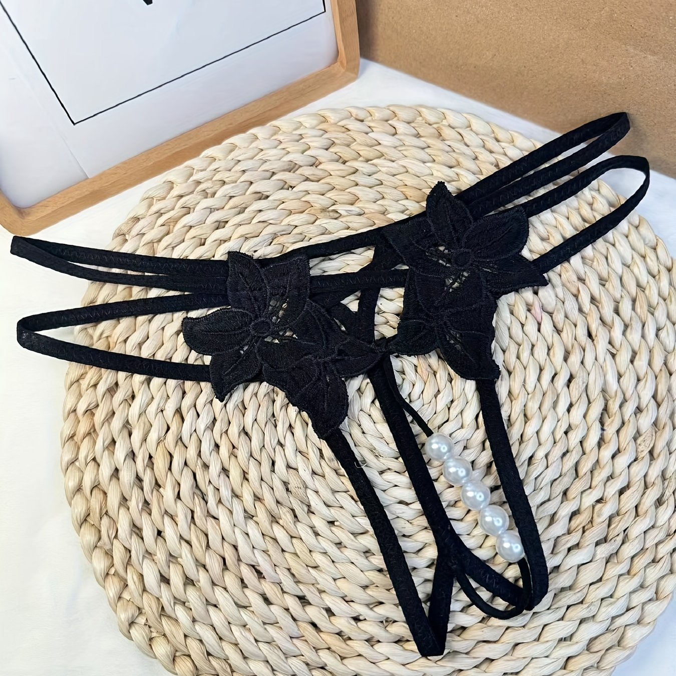 Women's Pearl Open Crotch Thong Lingerie