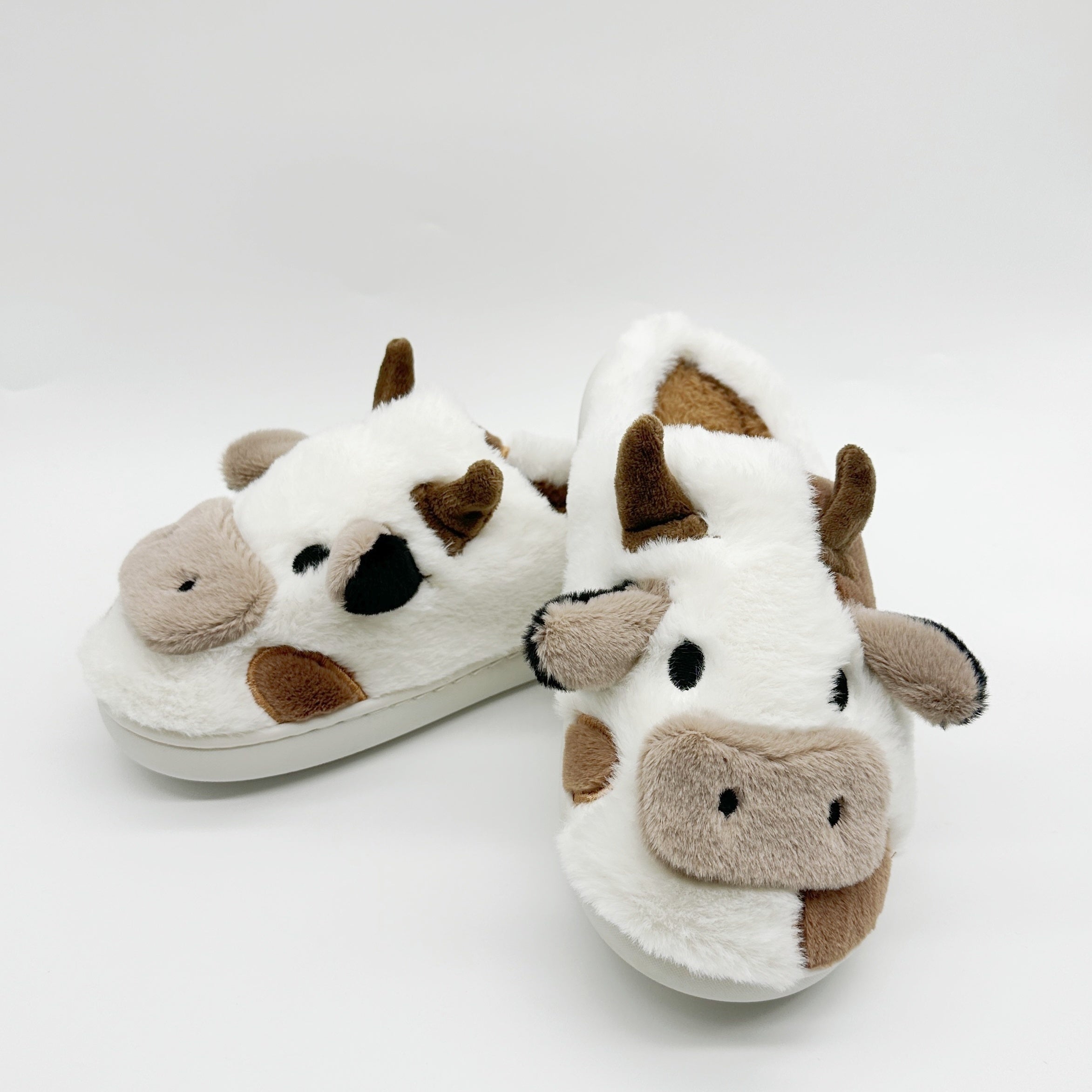 Women's Kawaii Cow Shaped Plush Cozy Non-Slip House Slippers