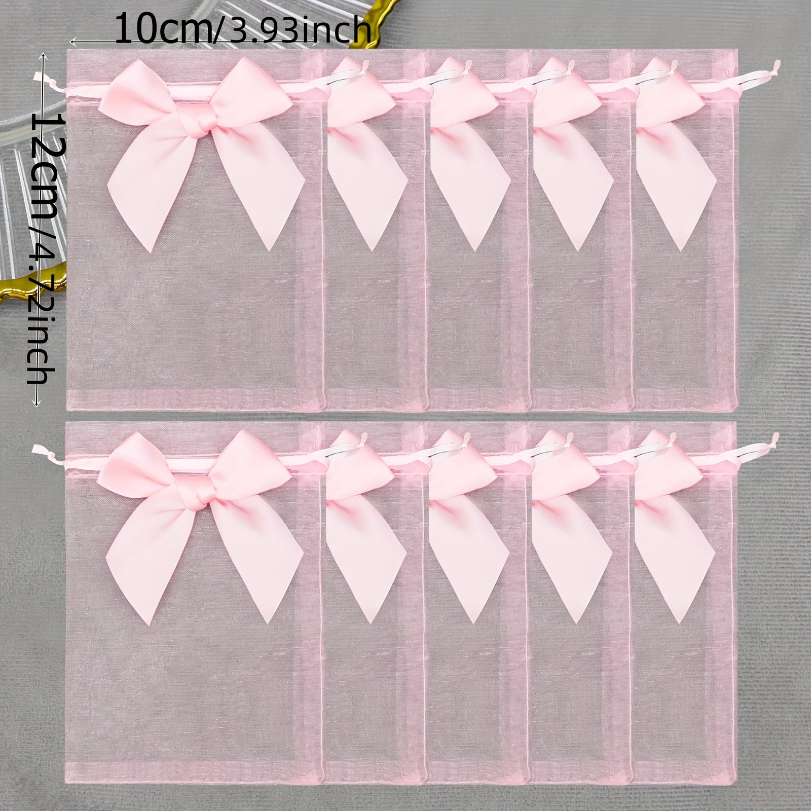 20 Sheer Organza Bags with Drawstring for Jewelry Candy Wedding Favors 10cm 12cm