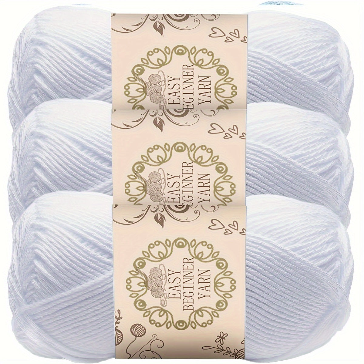 3-Piece Soft Acrylic Yarn for Crochet and Knitting 50g Hand-Dyed 4-Ply
