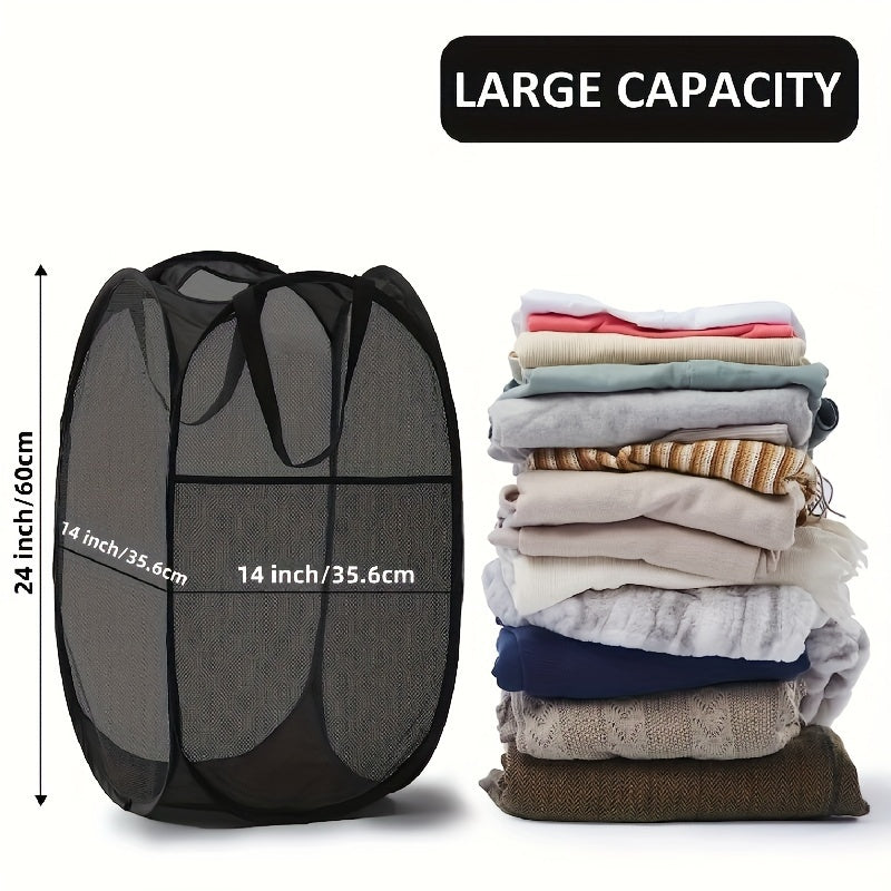 Portable Mesh Laundry Hamper with Handles Collapsible Storage for Dorms Bathrooms and Travel