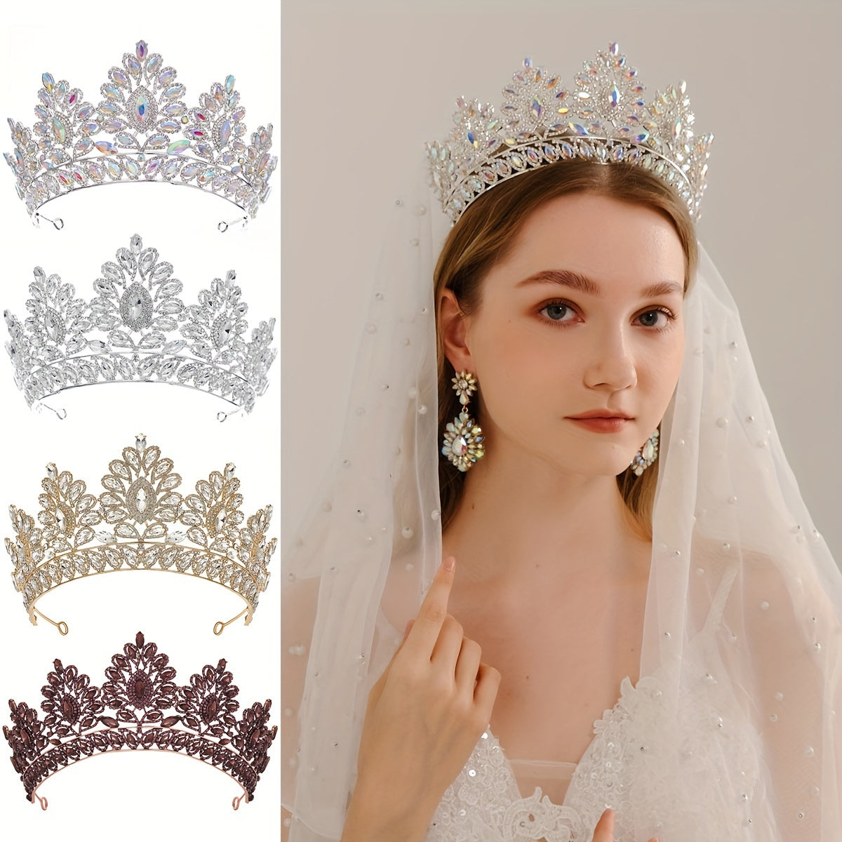 Rhinestone Alloy Tiara for Women Girls Party Prom Bridal Crown Head Accessory