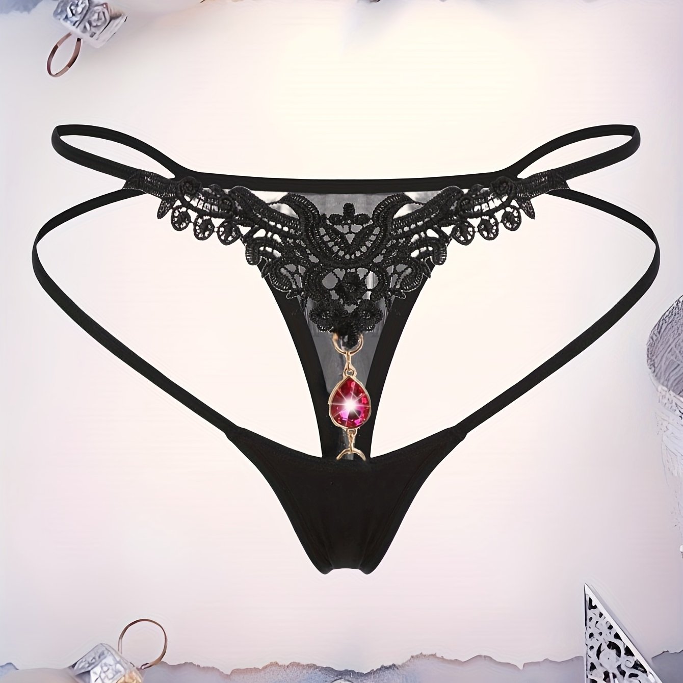 Girls Rhinestone Thong Underwear with Sparkling Design