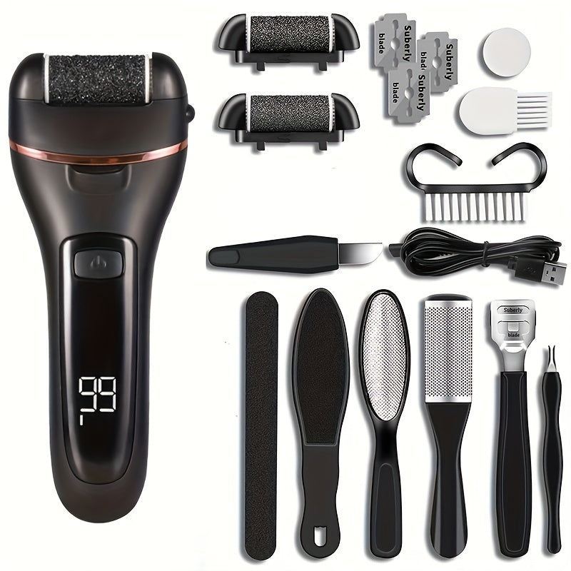 Electric Callus Remover for Smooth Feet Rechargeable USB Charging 3-in-1