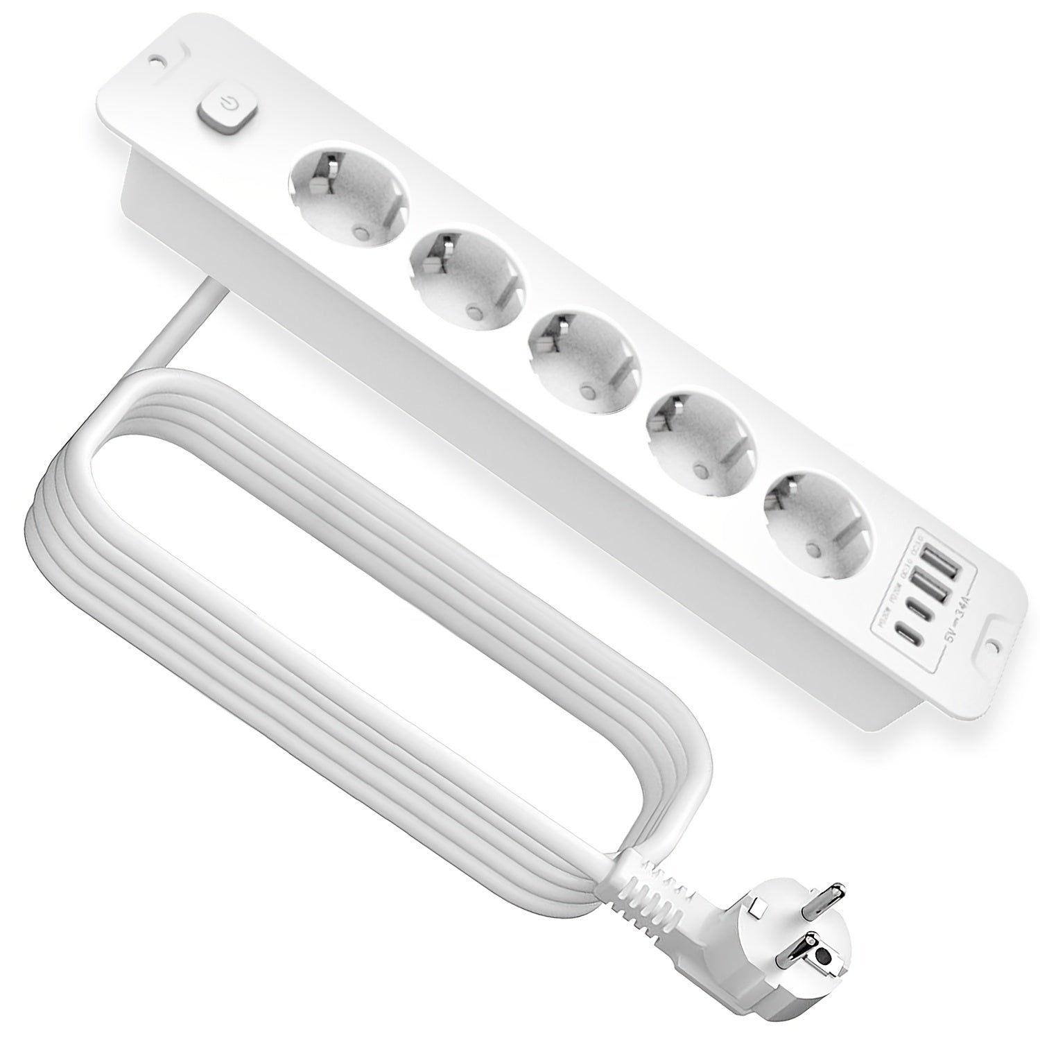 Home Power Strip with 4 USB Ports, 5 DC Sockets, High Power Socket and 6.56 ft Extension Cord