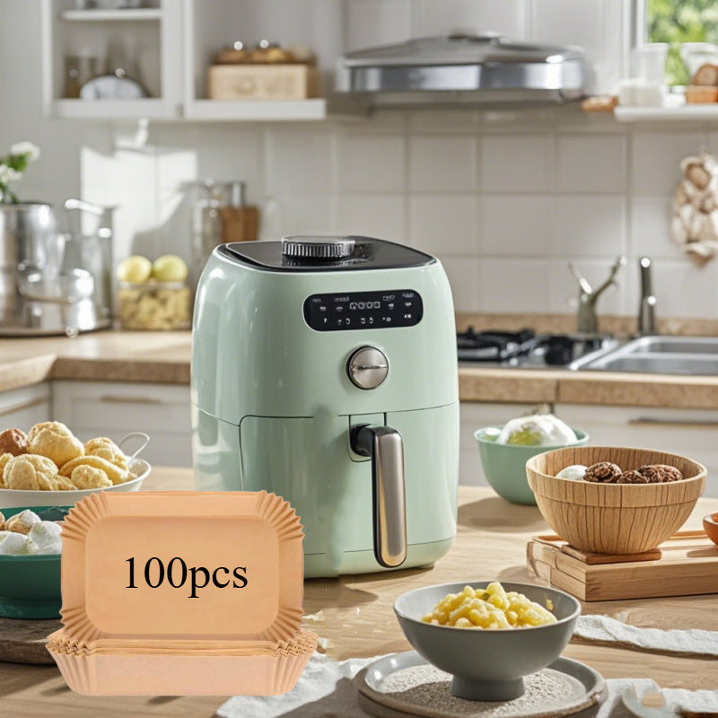 Katta sig'imli pech qog'ozlari - 200/100/50 dona, kvadrat, havo fritöre qog'ozlari. Yog' o'tkazmaydigan, suv o'tkazmaydigan va havo fritöre, pech, pishirish, oshxona aksessuarlari uchun mos.