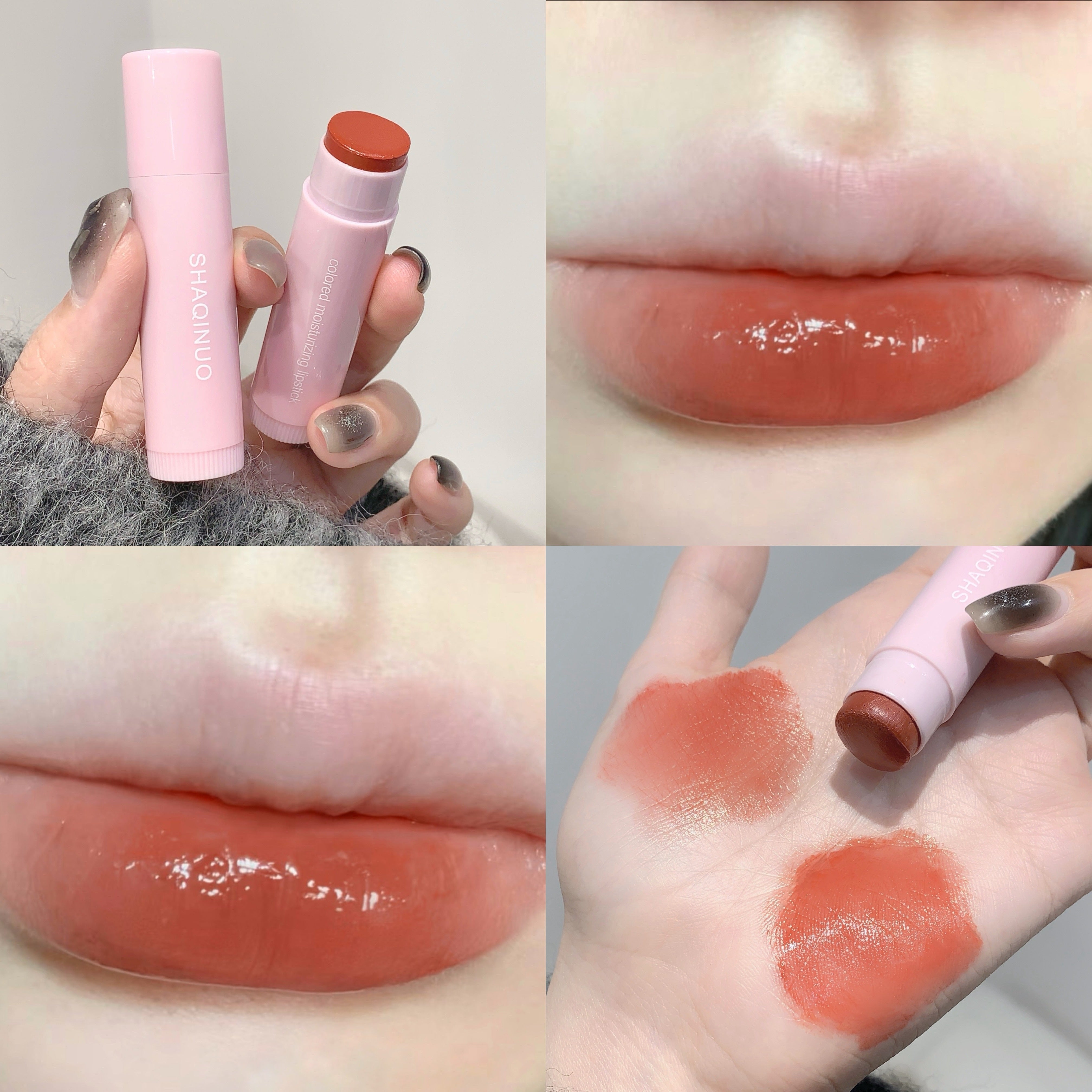 Bálsamo labial de mujer 3 colores agua brillo hidratante anti-escamoso de alto brillo
