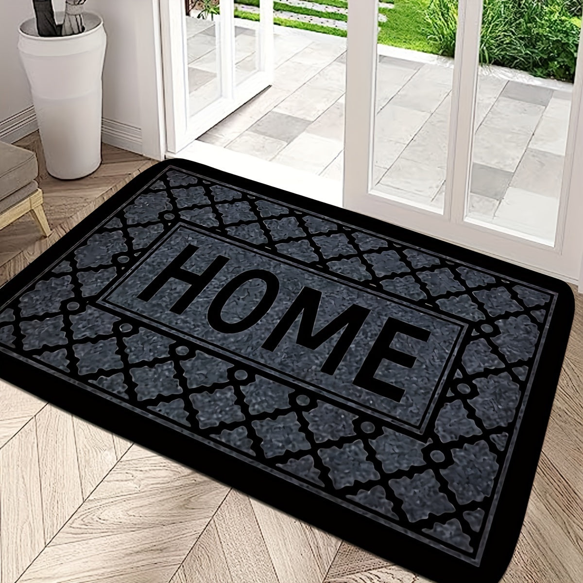 Black Foam Kitchen Floor Mat Non-Slip Soft Flannel Bathroom Indoor Rug