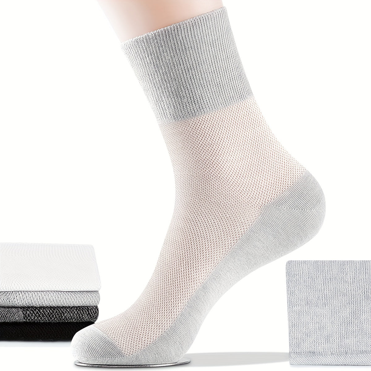 Men's Mesh Crew Socks 3 Pairs Breathable Cotton Blend Summer Casual