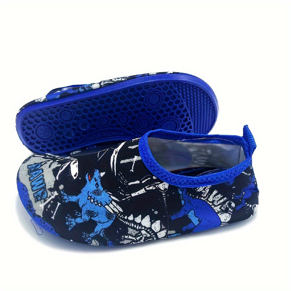 Kids Water Shoes Slip-On Dinosaur Print Quick Dry Outdoor Casual