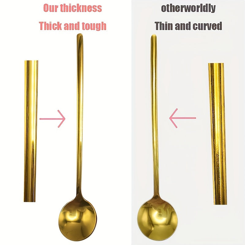 Set of Four 17.4cm Stainless Steel Espresso Spoons for Coffee Tea Stirring