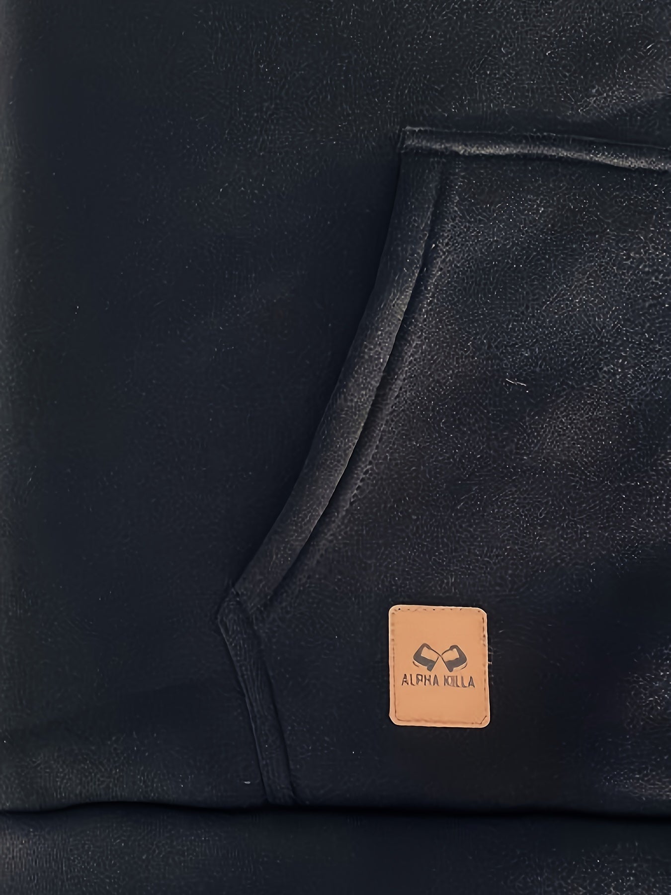 Sudadera con capucha azul marino para hombre con cuello henley con cremallera y bolsillo canguro