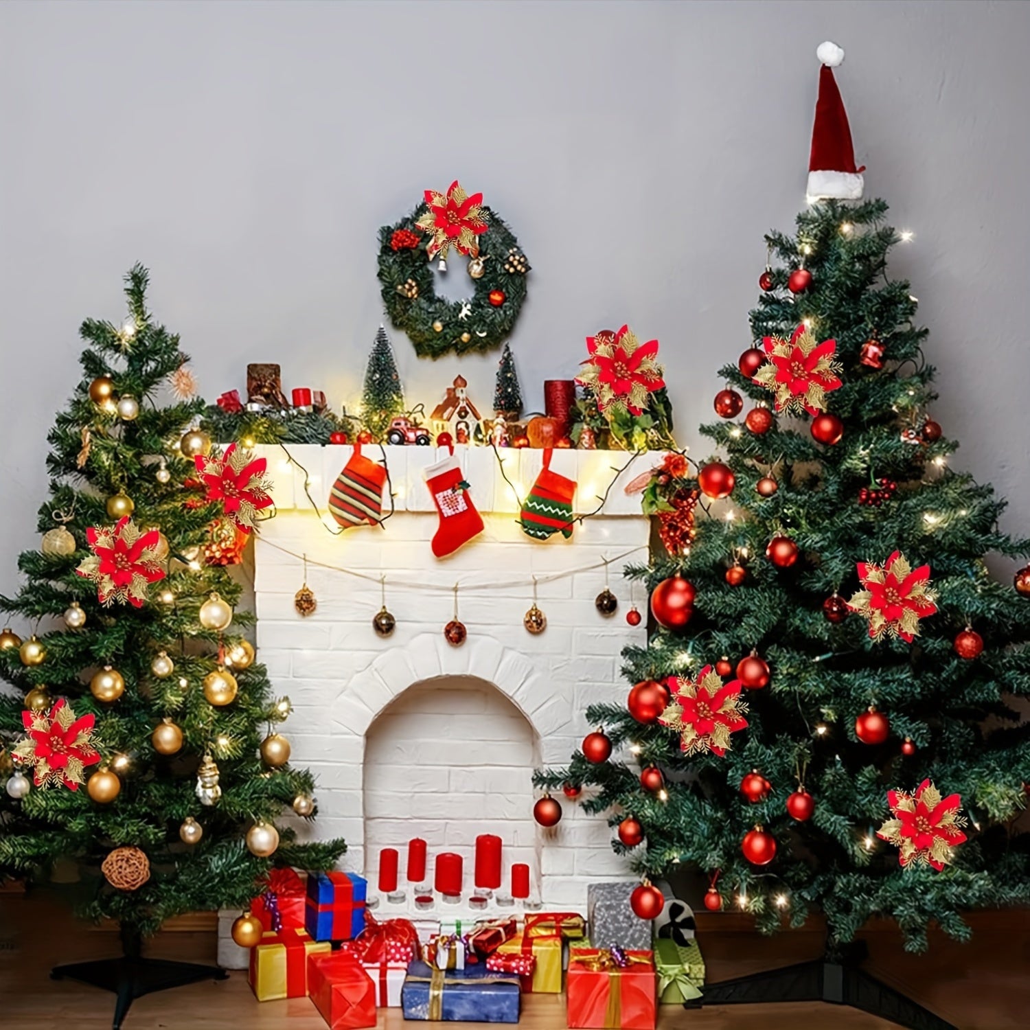 Artificial Flowers Set of 4 Red 5.5 Inch Stems with Clips for Decorations