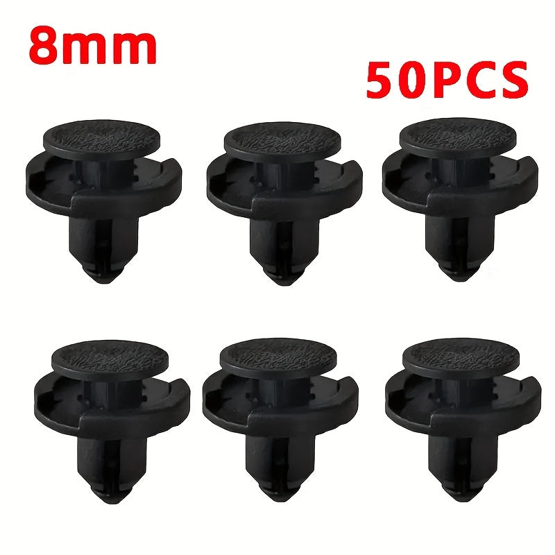 50 шт пластиковых заклепок-клипс 8 мм для автомобильного бампера, крышки багажника, фиксации листа