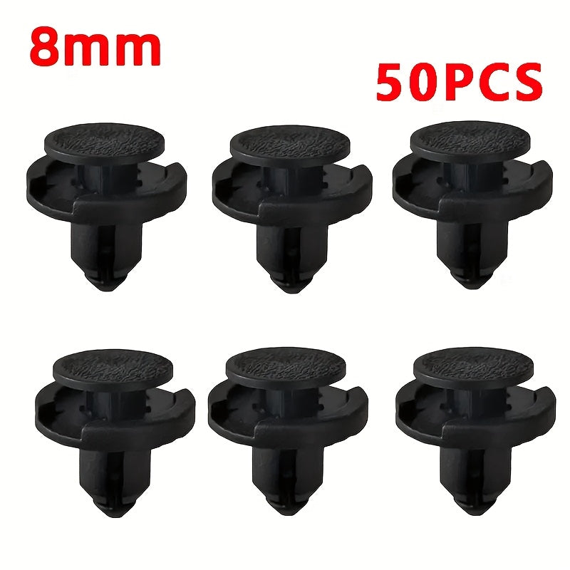 50 шт пластиковых заклепок-клипс 8 мм для автомобильного бампера, крышки багажника, фиксации листа