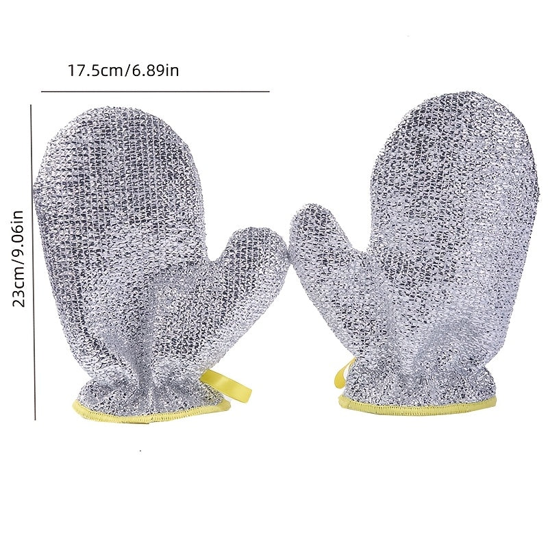 Set of Four Silver Cleaning Gloves with Liner for Kitchen Bathroom and Patio Use