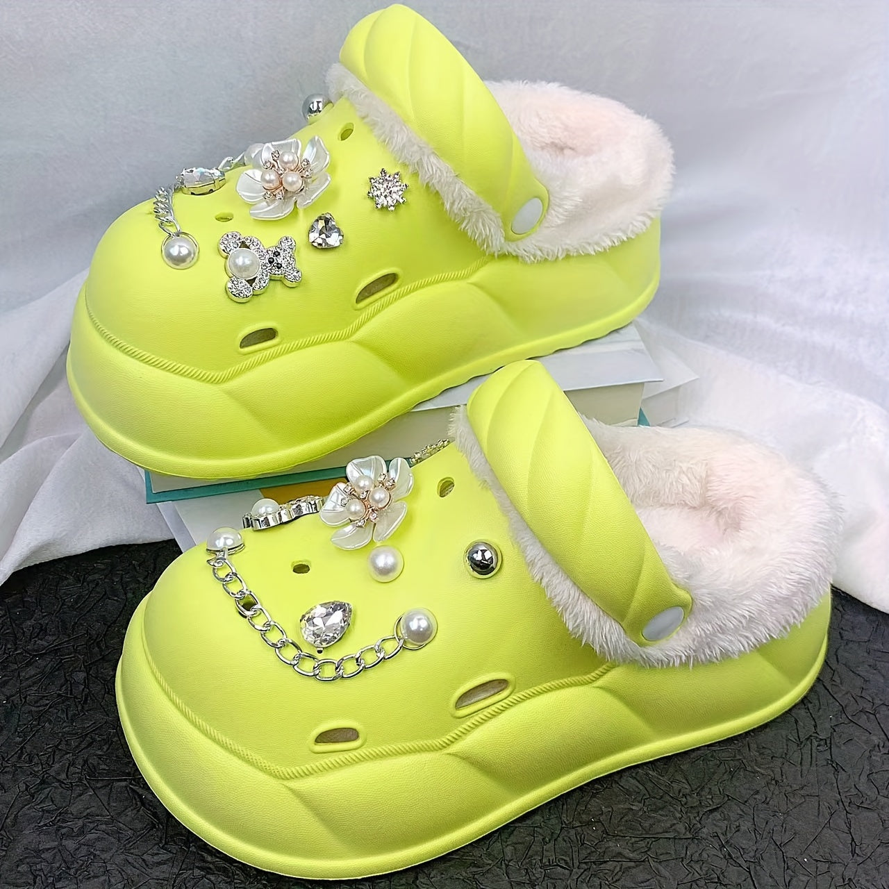 Women Thick-Soled EVA Slippers for Home Outdoor Beach with Accessories