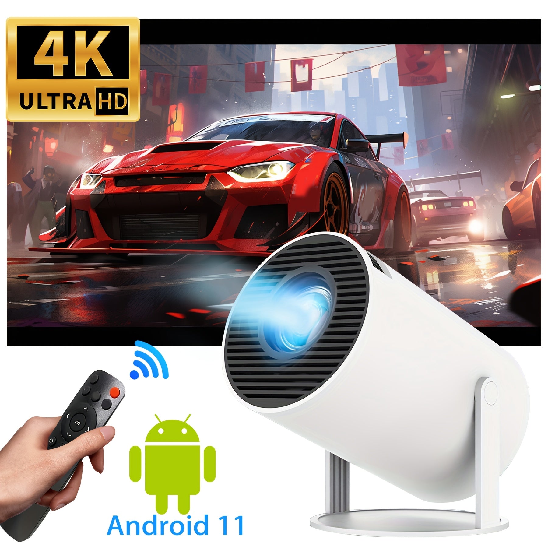 4K Ultra HD Uy Teatr Proyektori, Simsiz 6, 720P, Avtomatik sozlash