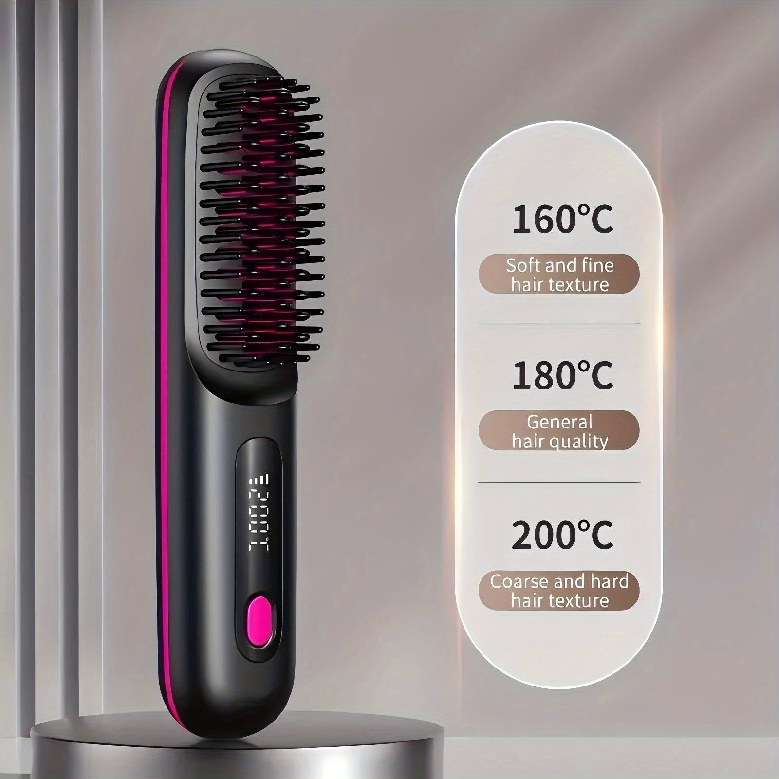 Rechargeable wireless hair straightener comb with negative ions 2000mAh USB portable styling tool