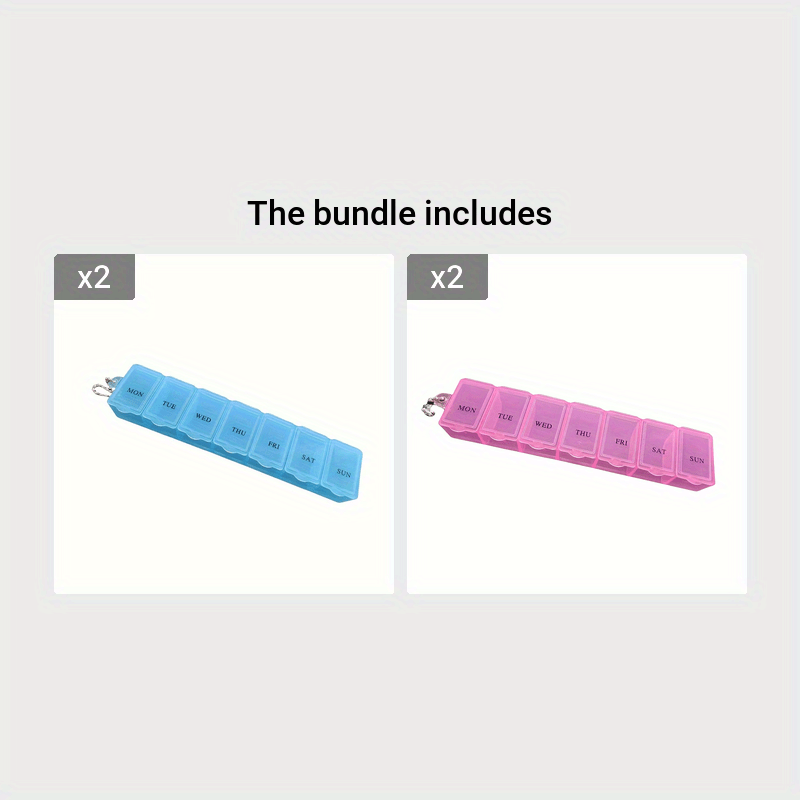 Organizador de pastillas compacto de 7 días, caja de medicamentos portátil para viajes con llavero