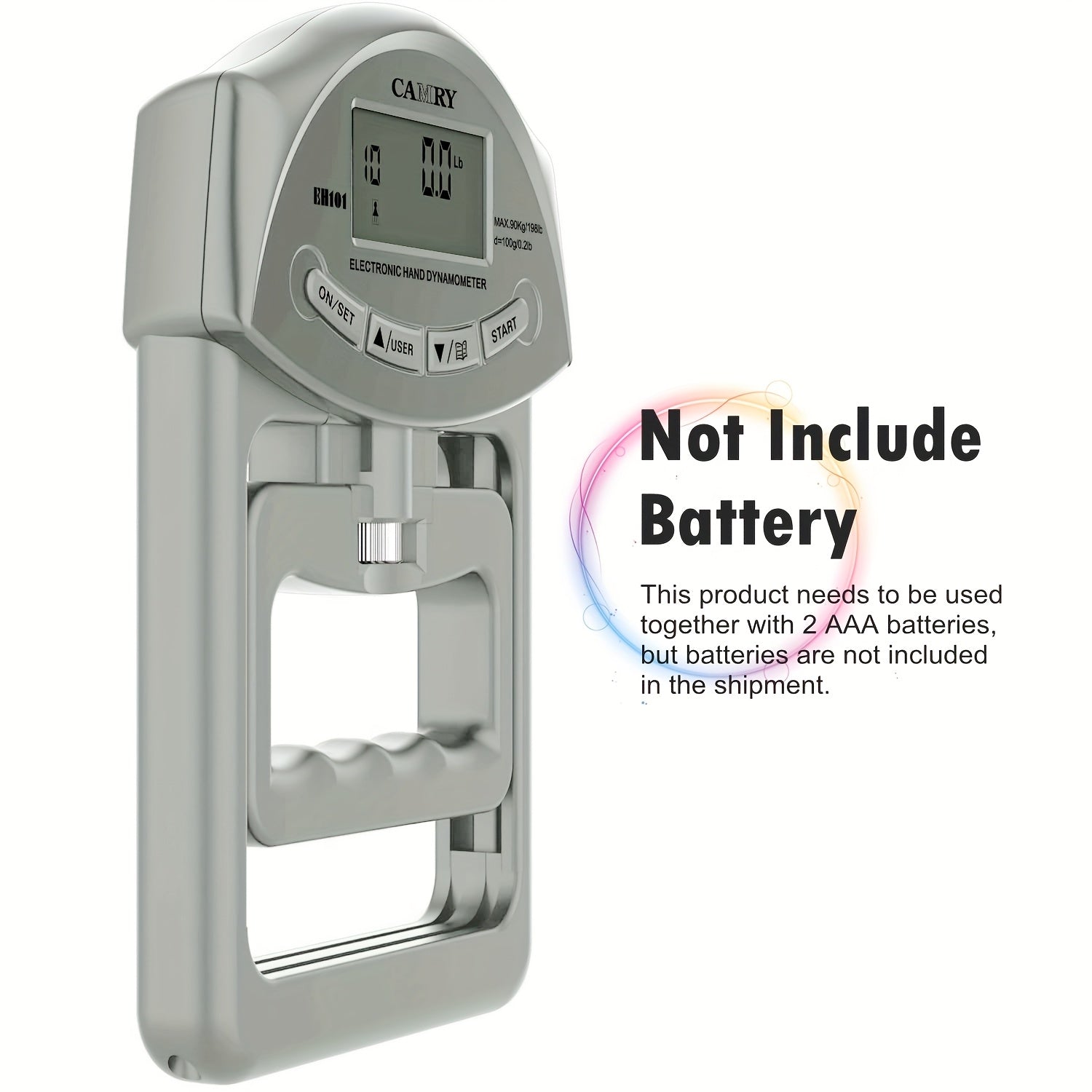 Digital Hand Grip Strength Tester 198lb 90kg Gray for Sports Home School