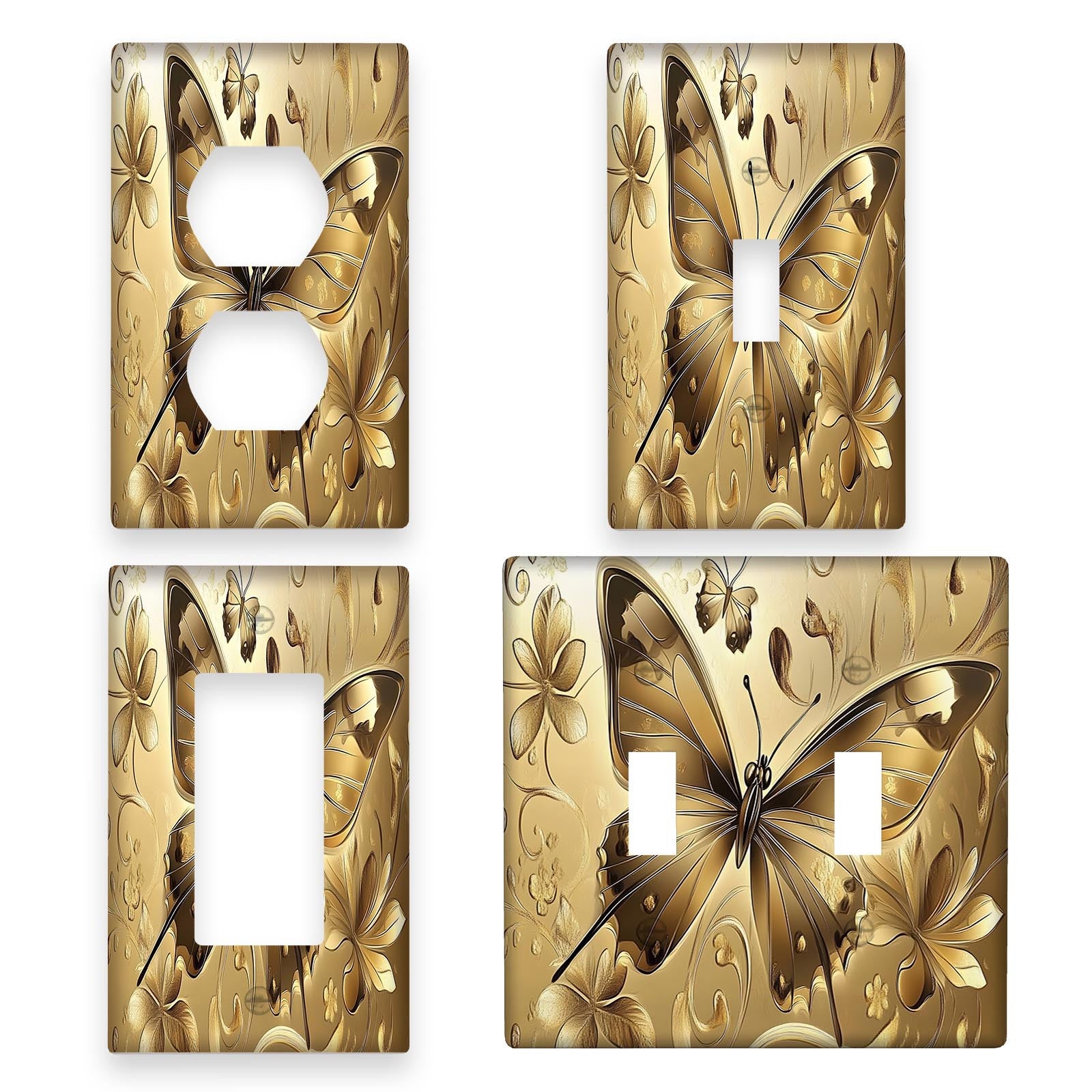 Gilded Butterfly Wall Plate for Outlets and Lighting PVC Material Bedroom Kitchen